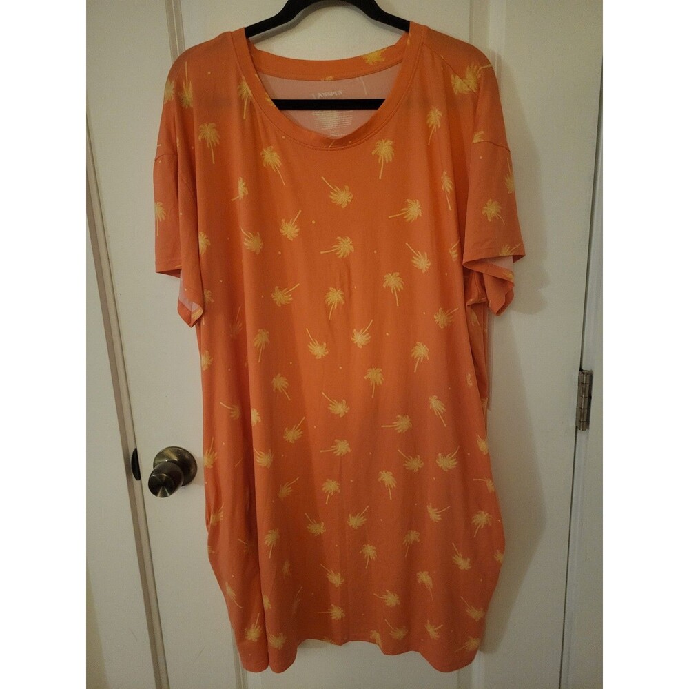 Orange summer palm tree dress with pockets sz 2x to 3x